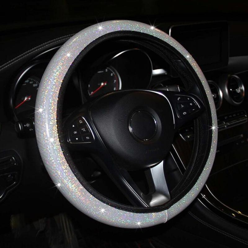Car Steering Wheel Cover Elastic Handle Cover Universal 37/38cm Diamond BlingBling Four Seasons Crystal Woman styling Interior