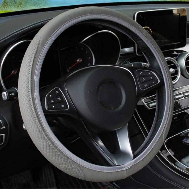 37-39cm Car Steering Wheel Cover Skidproof Auto Steering- Wheel Cover Anti-Slip Embossing Leather Car-styling Car Accessories