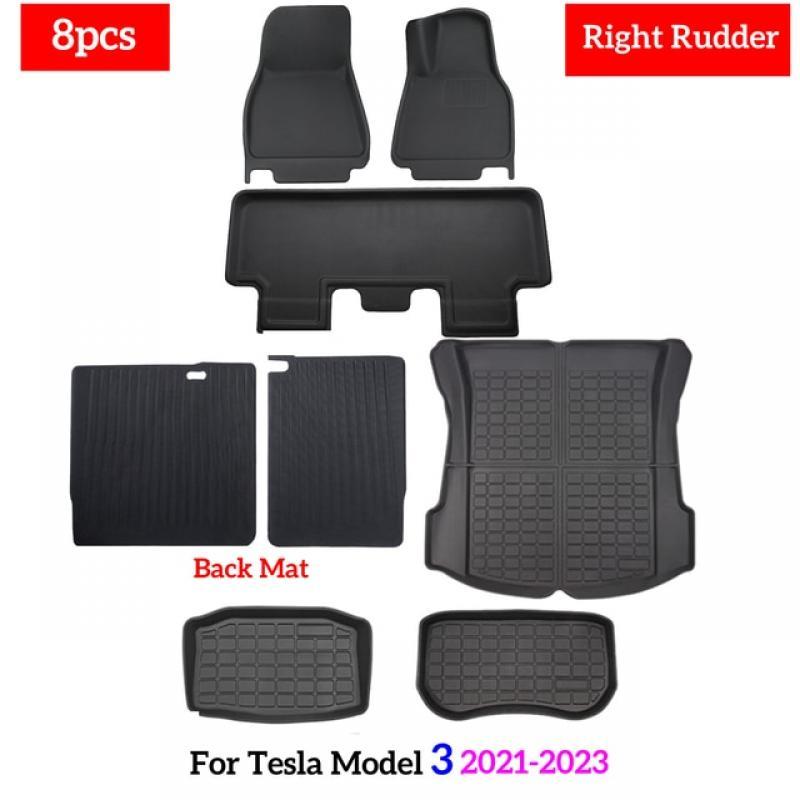 For Tesla Model Y/3 Floor Mats 2020-2023 Model 3 2017-2023 All Weather Floor Mat Front Rear Cargo Liner Mat Waterproof Anti-Slip