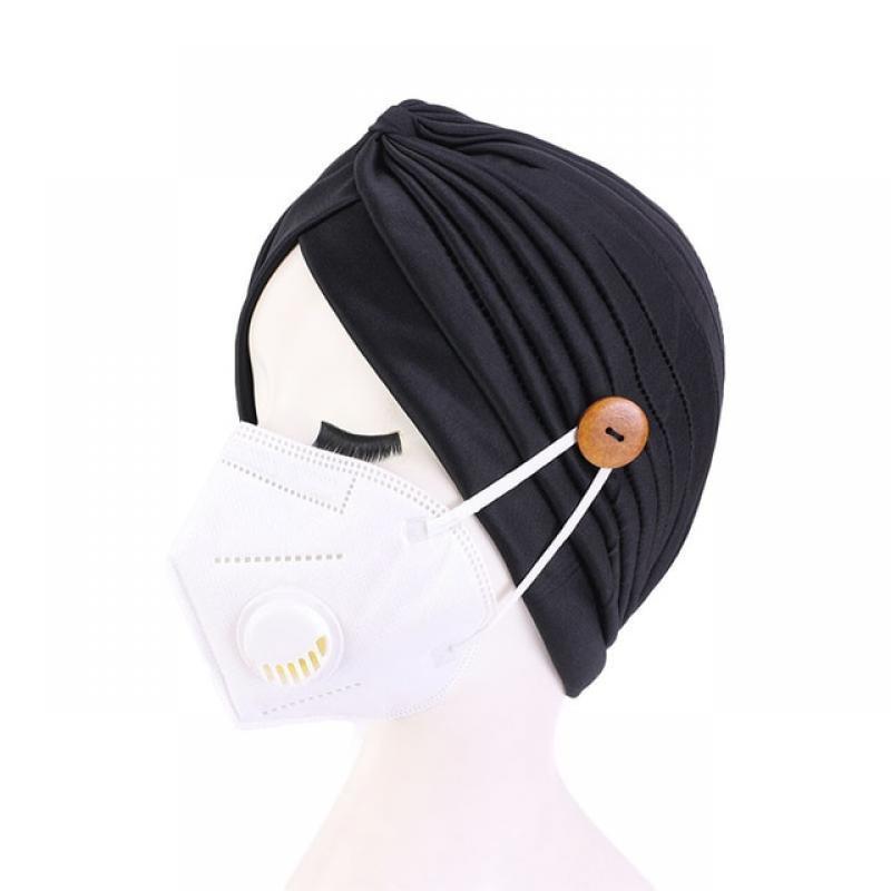 Women Muslim Turban Head Wrap Hat With Button Headwear Headscarf Bonnet Inner Hijabs Cap Muslim Hijab Chemo Hats Turbantes Caps