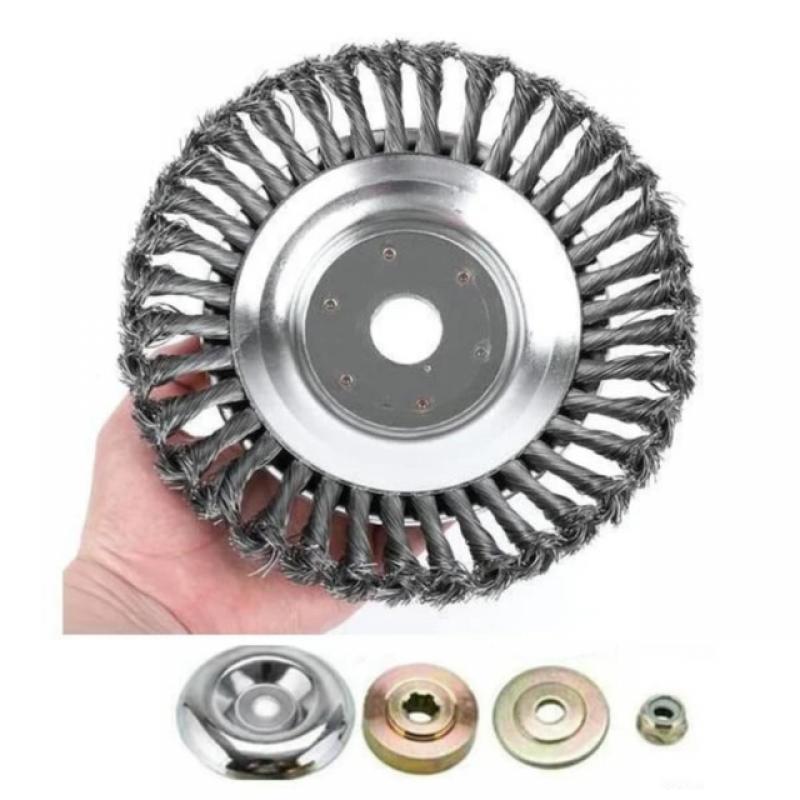 6 inch Steel Wire Wheel Garden Weed Brush Lawn Mower Grass Eater Trimmer Brush Cutter Tools Garden Grass Trimmer Head Weed Brush