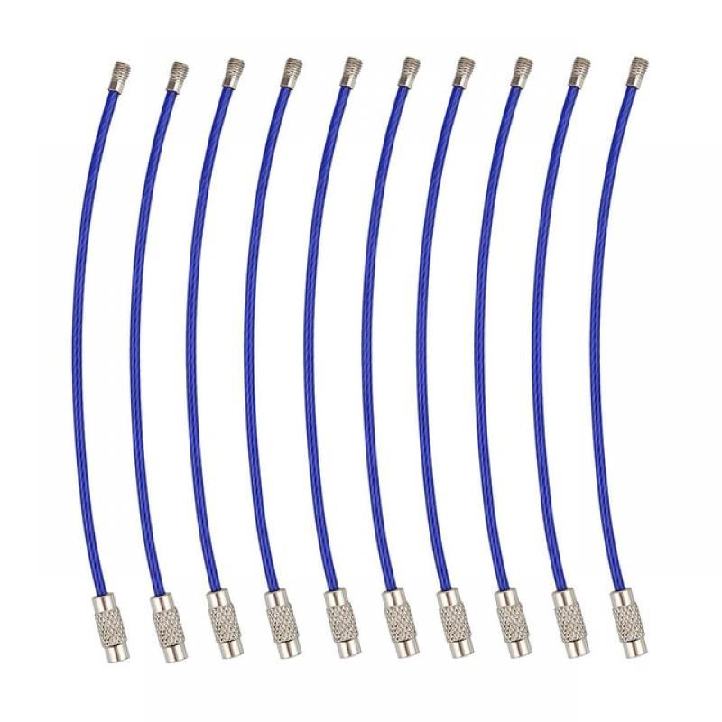 10 Pack Multi Color Stainless Wire Keychain Cable 6 Inch1.5mm Stainless Steel Key Ring Loop Assorted Colored Keychain ID Tags