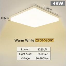 MARPOU Square Led Ceiling Lamp Bedroom Lighting Neutral White Cold White Warm White 48W 36W 24W 18W Led Ceiling Light Room
