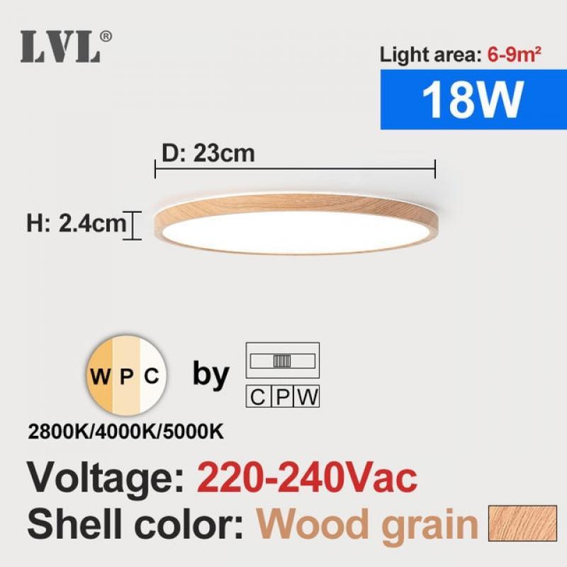 Modern LED Ceiling Light Wood Grain Golden One Light with 3 Colors Home Lighing Kitchen Bedroom Bathroom Surface Ceiling Lamp