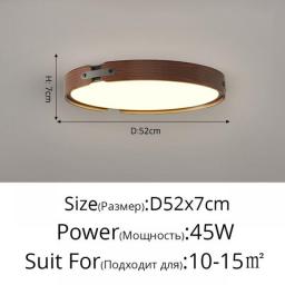 Nordic Led Ceiling Lights Log Walnut Home Decor Hanging Lamp For Living Room Dining Table Bedroom Study Fixture Indoor Lighting