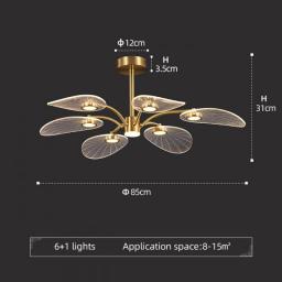 WOSHITU LED Ceiling Lamp Nordic Copper Chandeliers For Bedroom Living Room Lotus Leaf Shape Design Home Decor Lighting Fixture