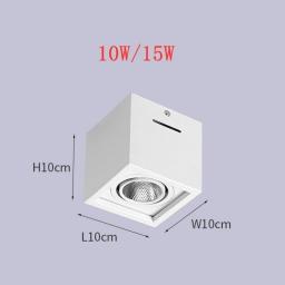Square Surface Mounted Adjustable LED COB Dimmable Downlight AC85-265V 10W 15W 20W 30W LED Ceiling Light