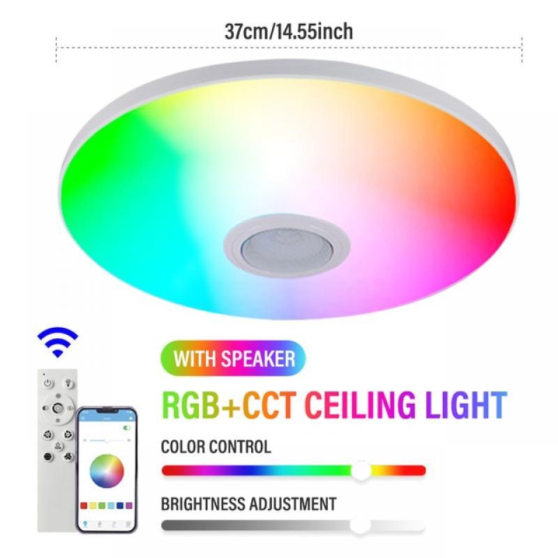 Smart LED Round Ceiling Light RGBCCT with Music Speaker Bluetooth Application Dimmable Home Bedroom Living Room Ambient Light