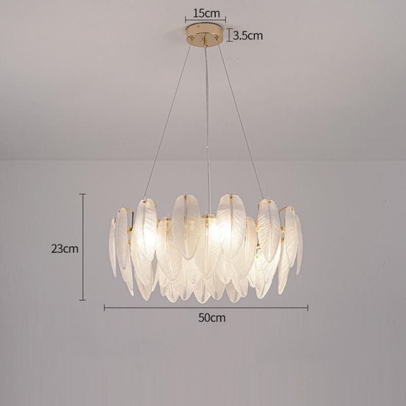 Nordic LED Chandeliers for Living Room Dining Bedroom Kitchen Glasses Feather Chandeliers Luxury Gold Art Decor Hanging Lamp