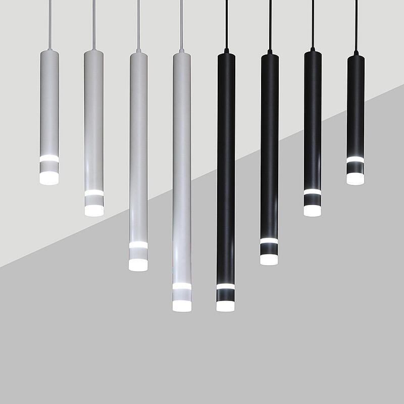 Cylinder Dimmable LED Pendant Light Long Tube 7W/10W Kitchen Dining Room Lights Round LED Pipe Hanging Lamps for Home Decor