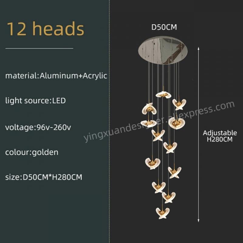 Modern Minimalist Attic Chandeliers. Duplex Apartment Lobby Lighting Fixtures, Hanging Ball Chandeliers, Staircase Chandeliers