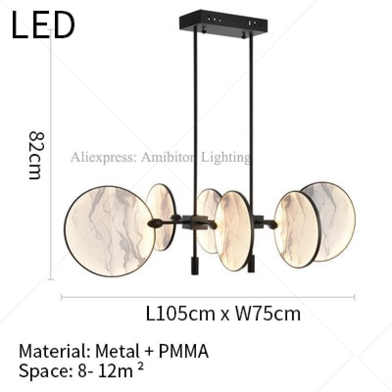 Modern Chandelier Chinese Art Ink Painting LED Foyer Dinning Room Restaurant Round Head Long Strip Fan Lamp Pendant Lighting