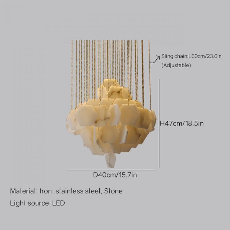Modern Artsy Chandelier Villa Shop Hotel Luxury Hanging Lamp Minimalist Natural Stone Pendant Light for Home Decoration 2023