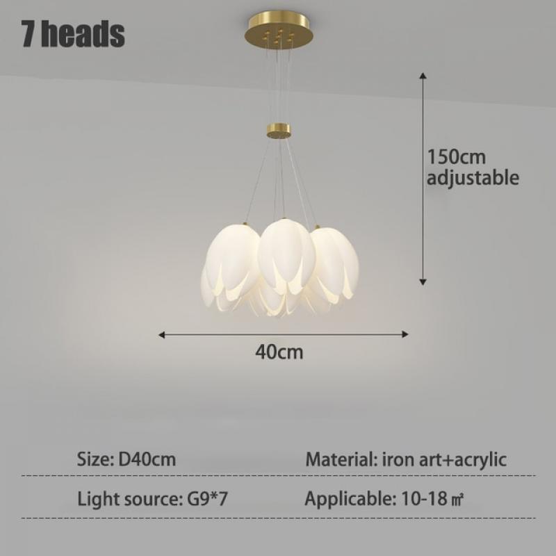SANDYHA Modern White Tulip Led Chandeliers Lustre Salon Hanglamp for Bedroom Living Dining Room Pendant Light Lampara Lampadario