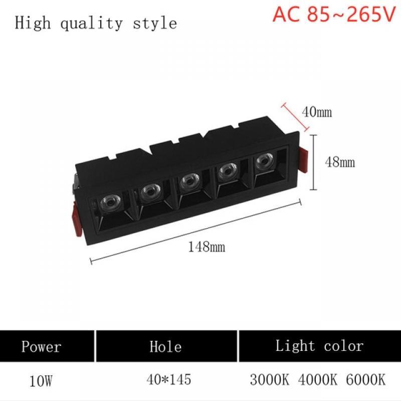 LED line Downlight Recessed Rectangle Grille Ceiling Lamp 4W 10W 20W 30W AC85~265V LED Spot Light For Home Shop Decor