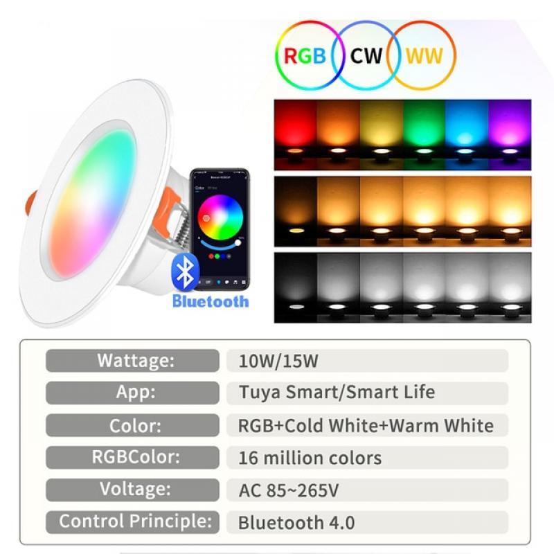 15W Tuya LED Downlight Bluetooth LED Smart Ceiling Light Motion Sensor 220V 110V Dimmable RGB Lamp APP Remote Control Smart Life