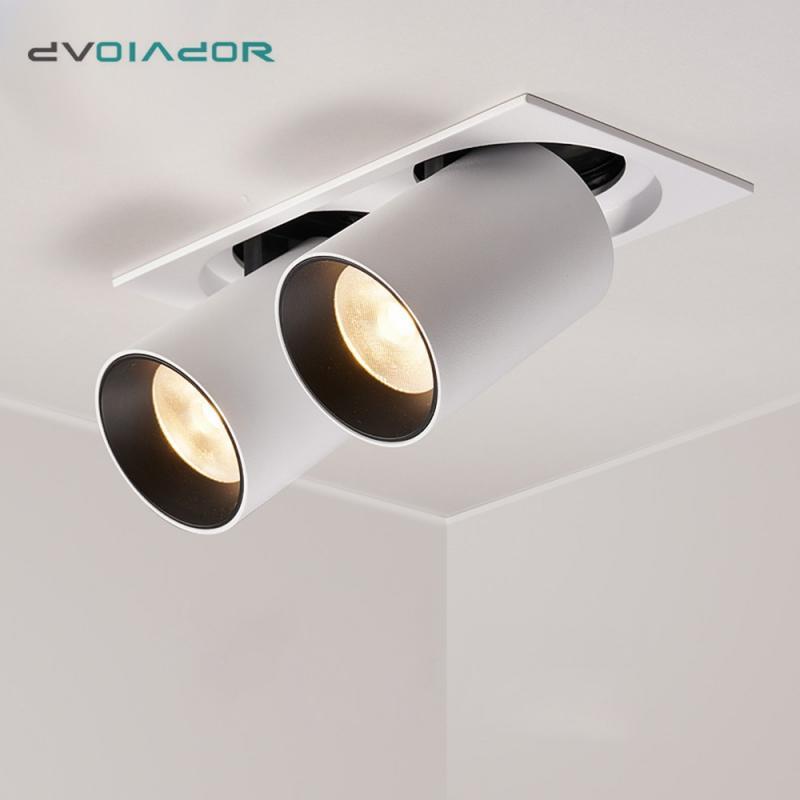 Single/Double Head Stretchable Downlight Led Recessed Ceiling lights Dimmable COB Spot lights led For Clothes Store Coffee light