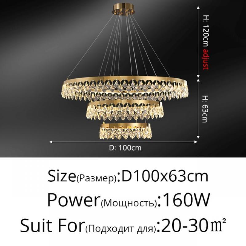 Modern Minimalist Light Luxury Crystal Gold Chandelier Living Room Dining Post-modern Stainless Steel High-end Villa Chandeliers