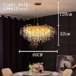 Modern Luxury Ceiling Chandelier Lighting Crystal LED Chandeliers Living Room Decoration Villa Water Drop Pendant Lamp