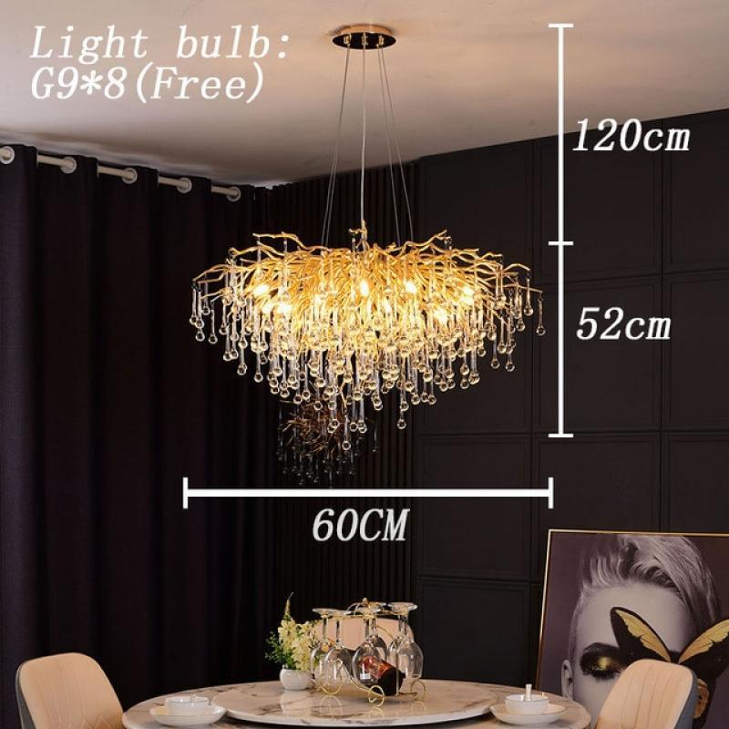 Modern Luxury Ceiling Chandelier Lighting Crystal LED Chandeliers Living Room Decoration Villa Water Drop Pendant Lamp