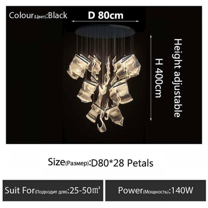 LED Acryl Designer Hanging Lamps Gold/Black living room lighting Chandelier Lighting Suspension Luminaire Stairs Pendant Lamp