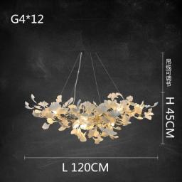 Nordic Ceramic Chandelier Copper Ginkgo Leaves LED Pendant Lamp Living Room Decoration Bedroom Branches Lighting Fixtures
