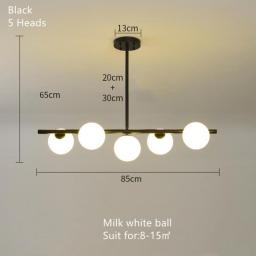 Modern LED  Art Hanging Pendant Lights White Glass Ball Chandeliers For Dining Room Kitchen Restaurant Home Indoor Decor Lamp