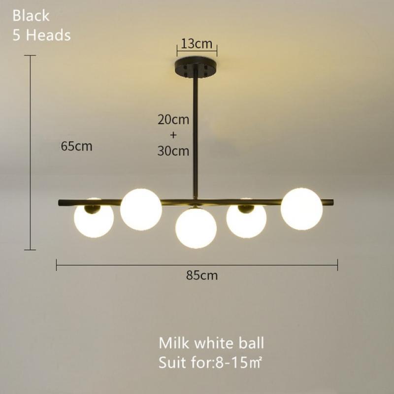 Modern LED  Art Hanging Pendant Lights White Glass Ball Chandeliers for Dining Room Kitchen Restaurant Home Indoor Decor Lamp