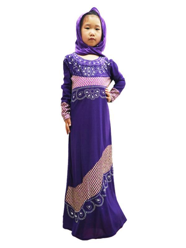 Muslim Dress Rayon Islamic Girl Clothing Arab Abaya with Scarf