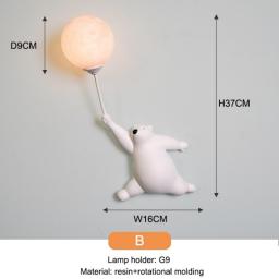 Creative Children's Wall Lights Cartoon Bear Bedside Light  For Bedroom Moon Lamp Room Decor Wall Sconce Lights