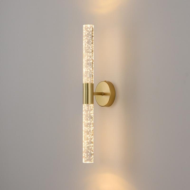 Modern 14W LED Wall Lamp Creative Gold Double Head Bubble Crystal Wall Light Home Hotel Restaurant Aisle Hallway Bedroom Sconces