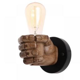 Vintage Industrial Fist Shape Wall Light Retro Loft Sconce Bedroom Bedside Lamp Restaurant Living Room Cafe Bar Indoor Decor E27