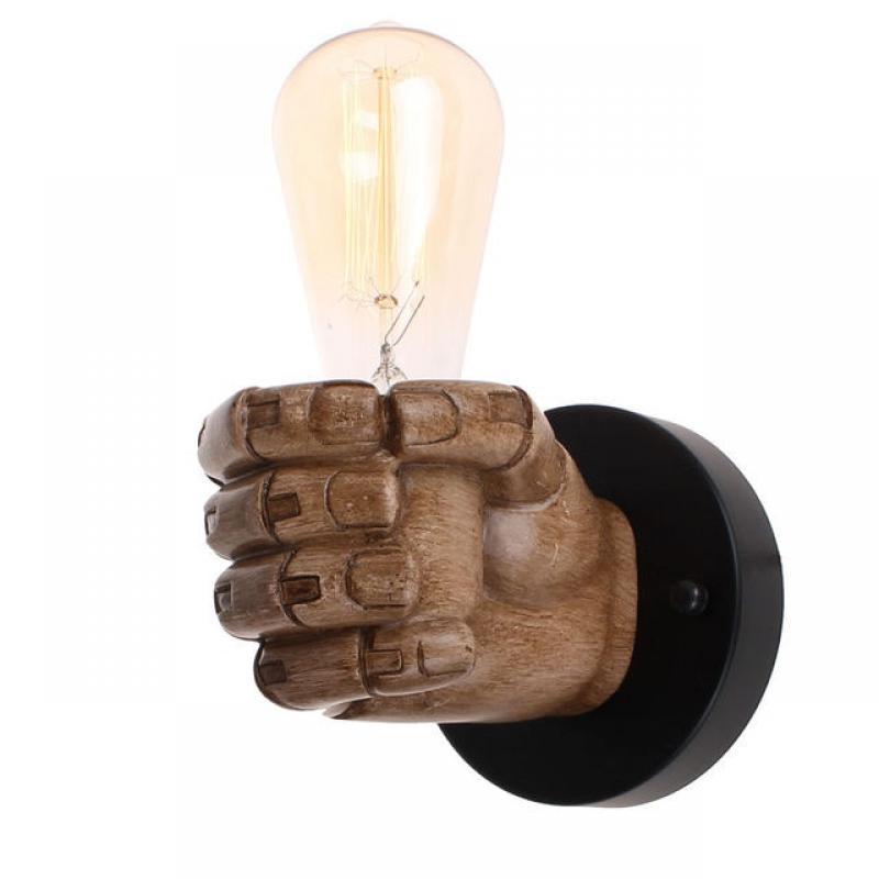 Vintage Industrial Fist Shape Wall Light Retro Loft Sconce Bedroom Bedside Lamp Restaurant Living Room Cafe Bar Indoor Decor E27