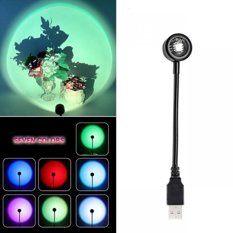 Led USB Sunset Lamp Projector Home Decor Night Light Portable Mood Light For Bedroom Living Room Wall Photography Neon Lights