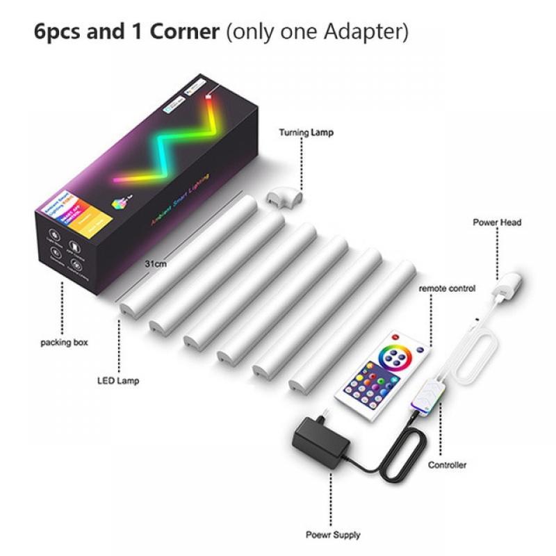 DC12V Tuya Wifi Colorful Splicing Light Tube RGBIC Atmosphere Wall Night Light Bedhead Interior Home Decor for Alexa Google Home