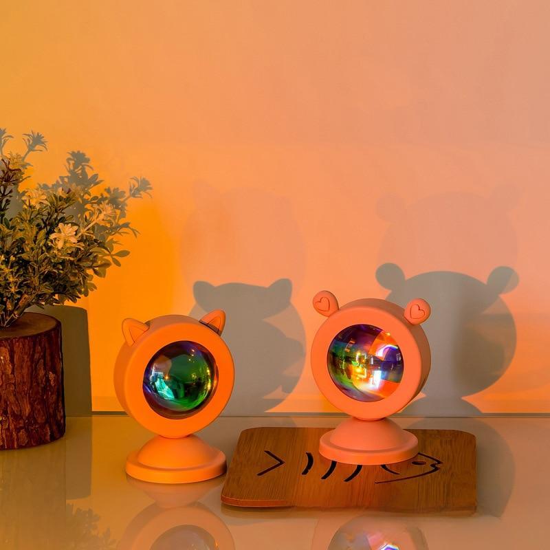 Mini Magdalyn Rainbow Sunset Lights Kawaii Home Bedroom Phography Decoration Night Led Desk USB Ins Atmosphere Projection Lamps