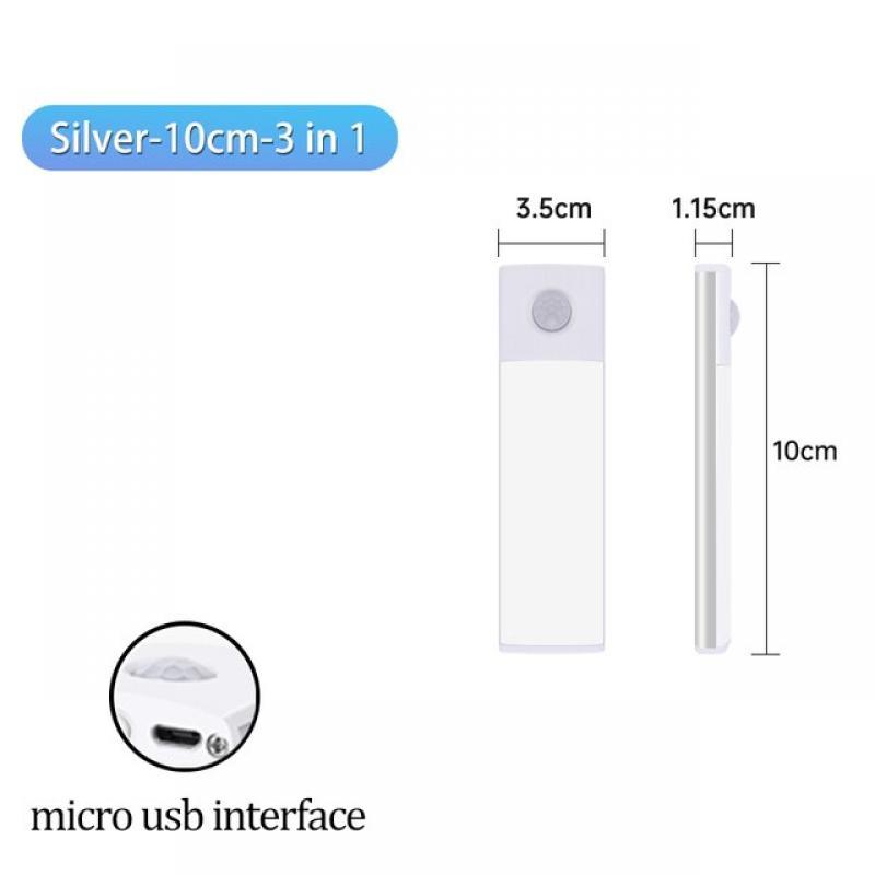 Cabinet Light USB Rechargeable Motion Sensor Led Three Colors In One Lamp For Kitchen Wardrobe Indoor Lighting 10/20/30/40/60cm