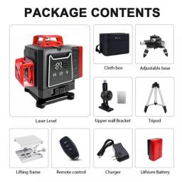 Pracmanu 16 Lines 4D Digital Display Laser Level Green Lines Self-Leveling Laser Level With 360° Rotation Base
