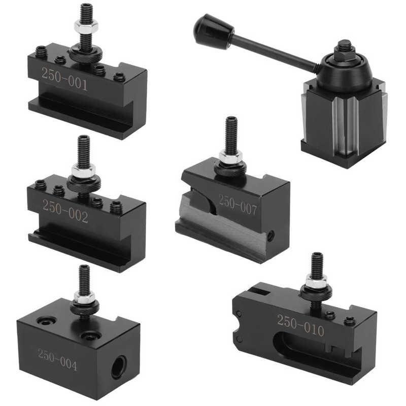 6Pcs 250-000/250-001/250-002/250-004/250-007/250-010 CNC Lathe Tool Post Kit High Speed Steel Type Piston Tool Holder