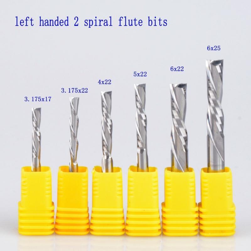 1Pcs 3.175mm 4mm 5mm 6mm AAA left handed 2 spiral flute bits, Down Cut carbide endmill, Left-Handed spiral cutter