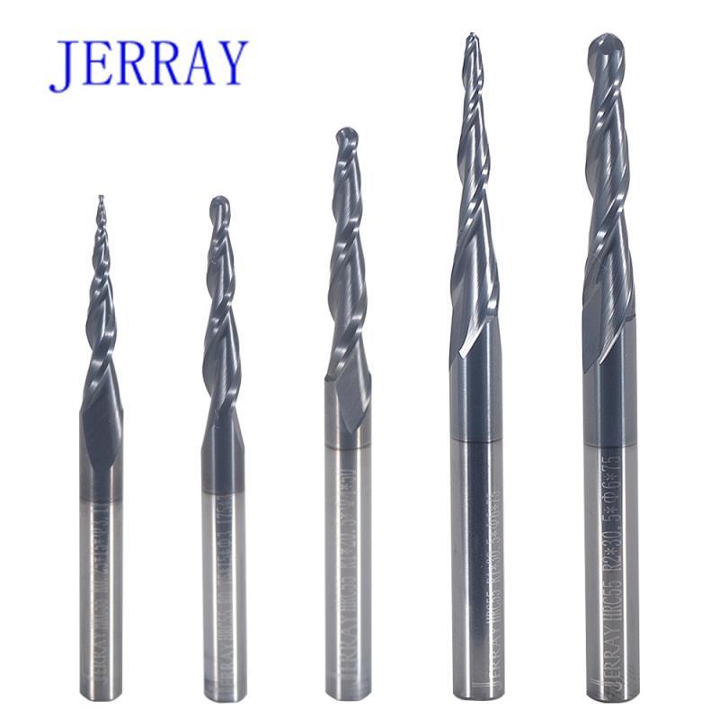 1Pcs HRC55  D3.175-D6mm Tapered Ball Nose End Mill Tungsten solid carbide Coated Tapered cone cnc milling cutter