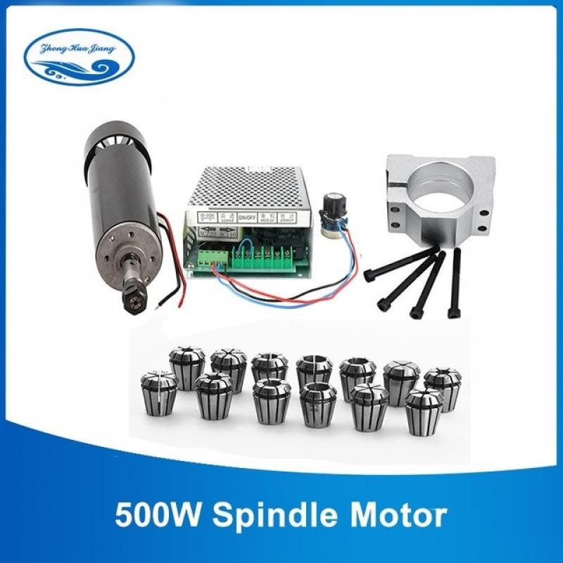 0.5kw Air Cooled Spindle ER11 Chuck CNC Spindle Motor 500W + 52mm Clamps+Power Supply Speed Governor For Engraver CNC Router