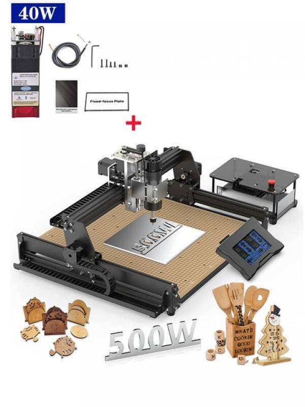 iklestar 40W Laser Engraver CNC Aluminum Countertop Cutting Milling Engraving Machine with 500W Spindle for Metal Wood Acrylic