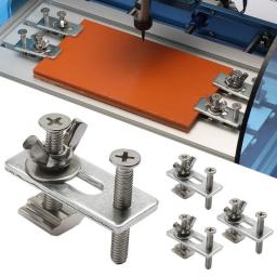 Power Tools Clamp Hold Down Plywood Engraving Machine Silver T-Track Wear Resistant 4 Set Adjustable Brand New