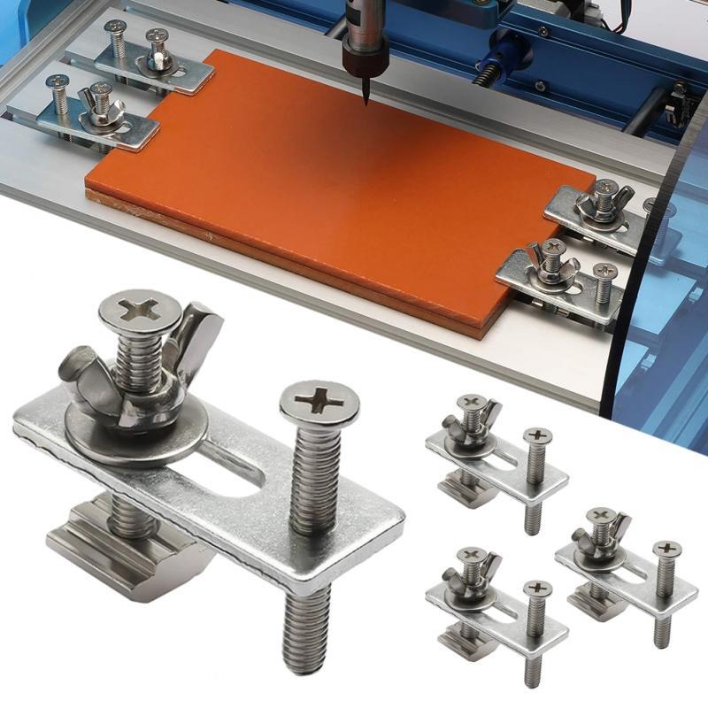 Power Tools Clamp Hold Down Plywood Engraving Machine Silver T-Track Wear Resistant 4 Set Adjustable Brand New