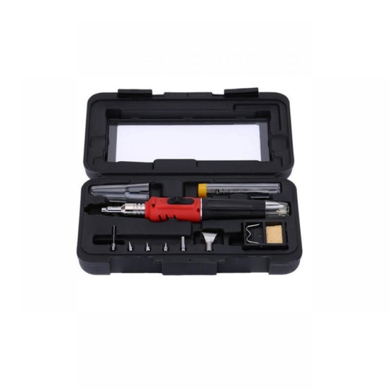 10 in 1 Portable Soldering Iron Set Butane Gas Soldering Iron Cordless Welding Torch Tool Soldering Tip HS-1115K Professional