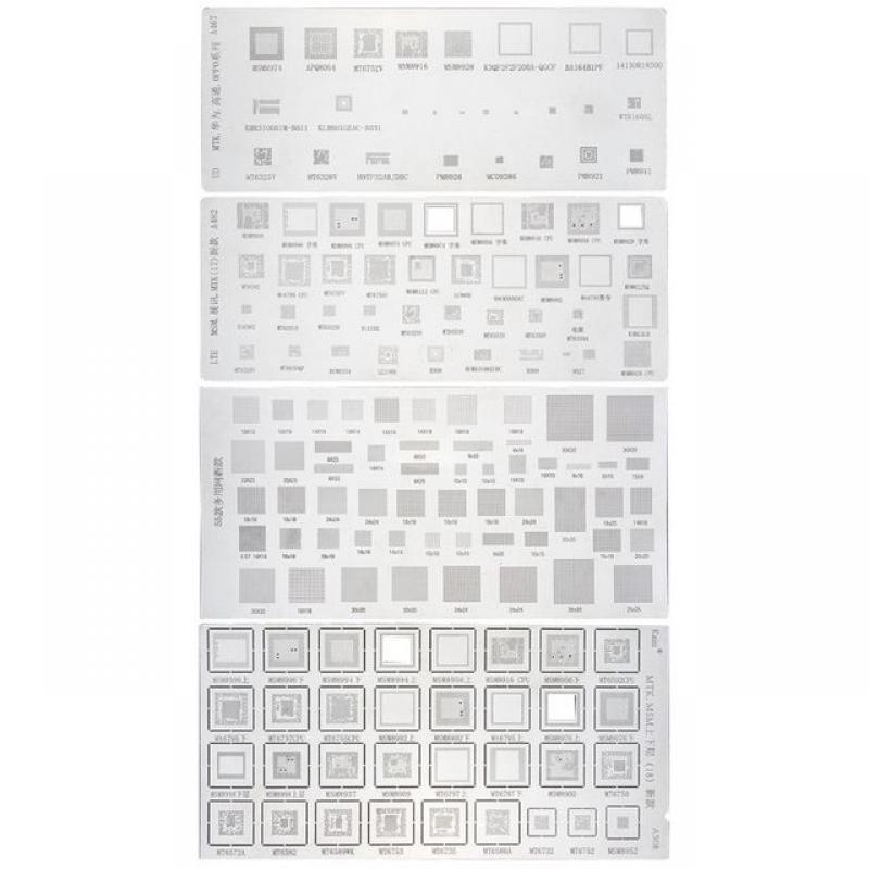 4PCS Universal BGA Stencil for MTK MSM Samsung Huawei Xiaomi iPad CPU RAM PM Power IC Reball Pin BGA Direct Heat Template