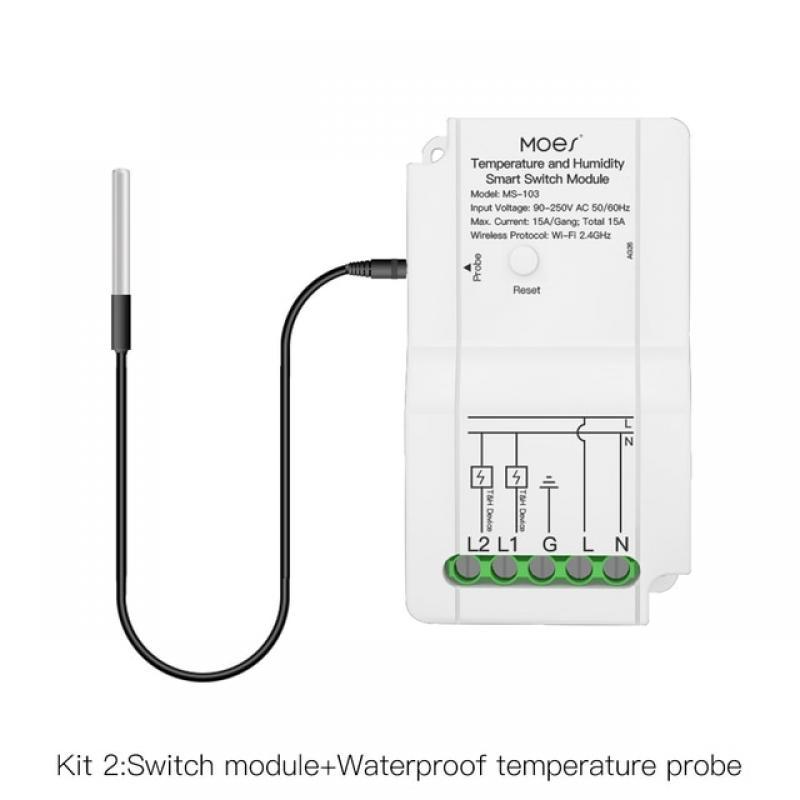 WiFi Smart Temperature Humidity Switch Module Sensor Dual Relay Output Smart Life App Wireless Controller Work with Alexa Google