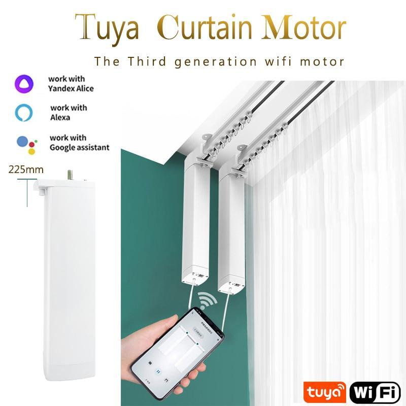 Tuya 3rd wifi Electric Smart curtain Motor Motorized Customized Track Rod Support Alexa Google Assist yandexAlice Remote Control