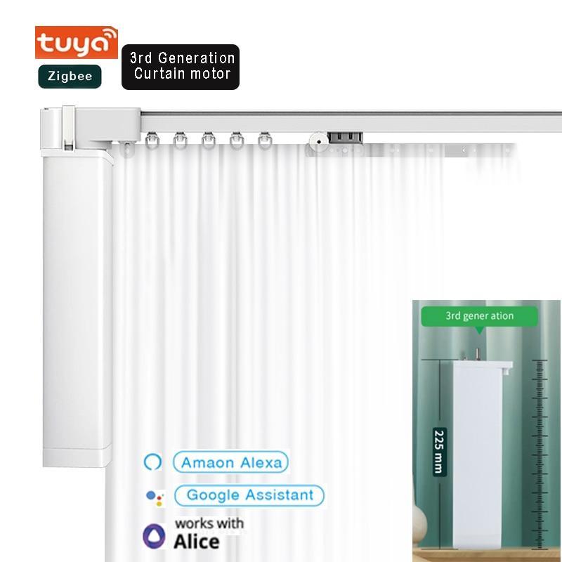 Tuya Zigbee 3rd Generation Shorter Electric Smart Curtain Motor Motorized System Remote Intelligent Support Alexa Google Assist